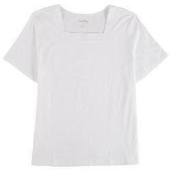 Coral Bay Womens Embroidered Square NecK Top