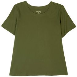 Coral Bay Womens Solid Crew Short Sleeve Top