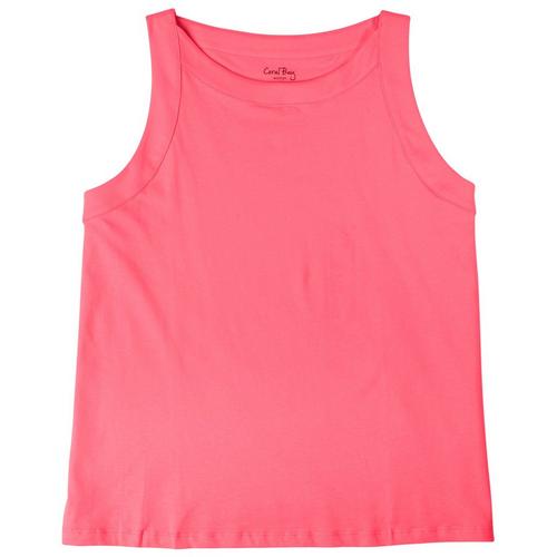 Coral Bay Womens Solid High Neck Everyday Tank