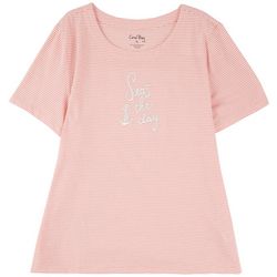 Coral Bay Womens Embroidered Scoop Neck Short Sleeve Tee