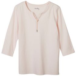 Coral Bay Womens Tied 3/4 Sleeve Top