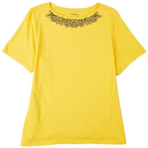 Coral Bay Womens Embroidery Boat Neck Top