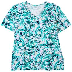 Coral Bay Womens 3 Button Tropical Short Sleeve Top