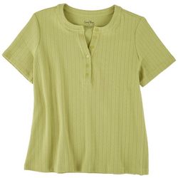 Coral Bay Womens Henley Point Short Sleeve Top