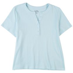 Coral Bay Womens Henley Point Short Sleeve Top