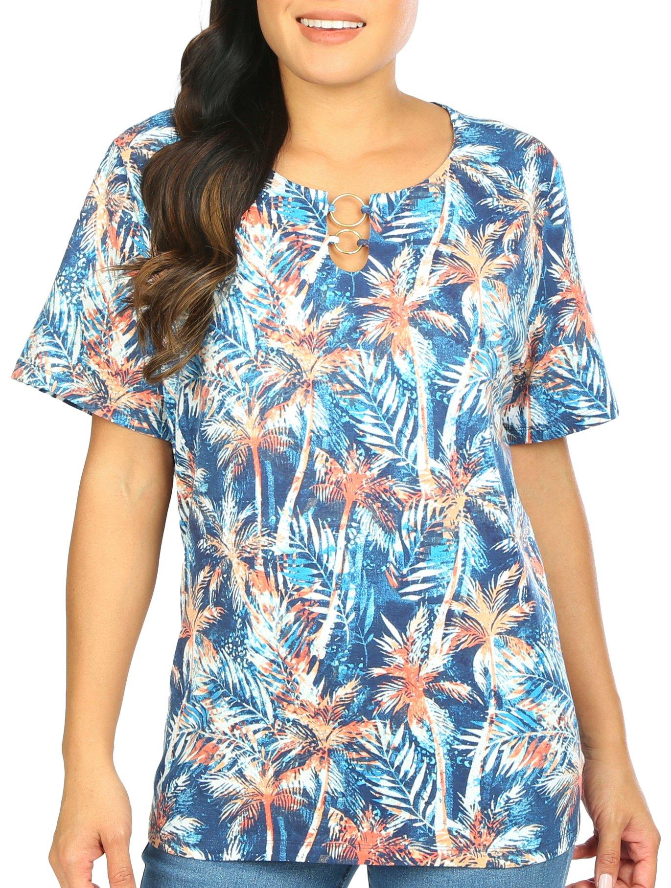 Coral Bay Womens Palms Short Sleeve Top