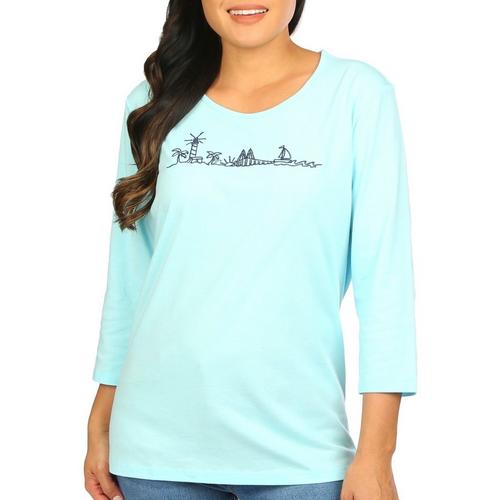 Coral Bay Womens Scenic 3/4 Sleeve Top