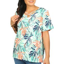 Coral Bay Womens Crisscross Frond Keyhole Top