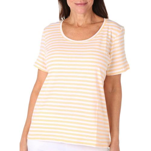 Coral Bay Womens Striped Round Neck Short Sleeve
