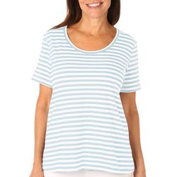Coral Bay Womens Striped Scoop Short Sleeve Everyday Tee