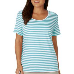 Coral Bay Womens Striped Scoop Short Sleeve Everyday Tee
