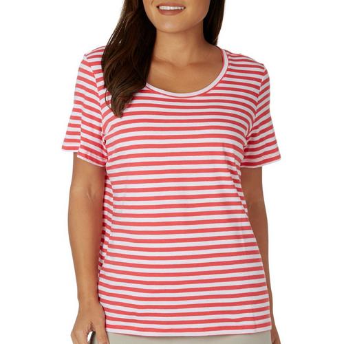 Coral Bay Womens Striped Scoop Short Sleeve Everyday
