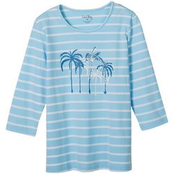 Coral Bay Womens Palm Tree 3/4 Sleeve Top
