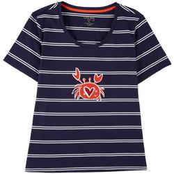 Womens Striped Crab Short Sleeve Top