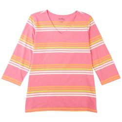 Womens Striped 3/4 Sleeve Top