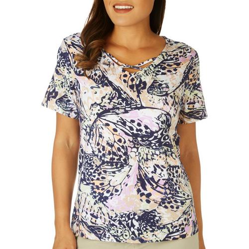 Coral Bay Womens Painted Cross Band V Neck