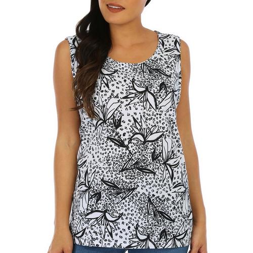 Coral Bay Womens Floral Print Scoop Neck Tank