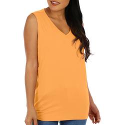 Womens Solid V-Neck Sleeveless Top