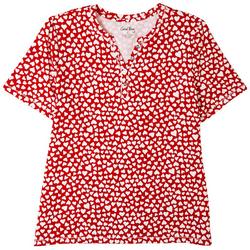 Womens Heart Henely Short Sleeve Top