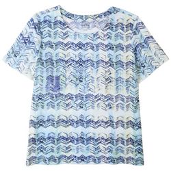 Coral Bay Womens Print Wide Scoop Neck Short Sleeve Top