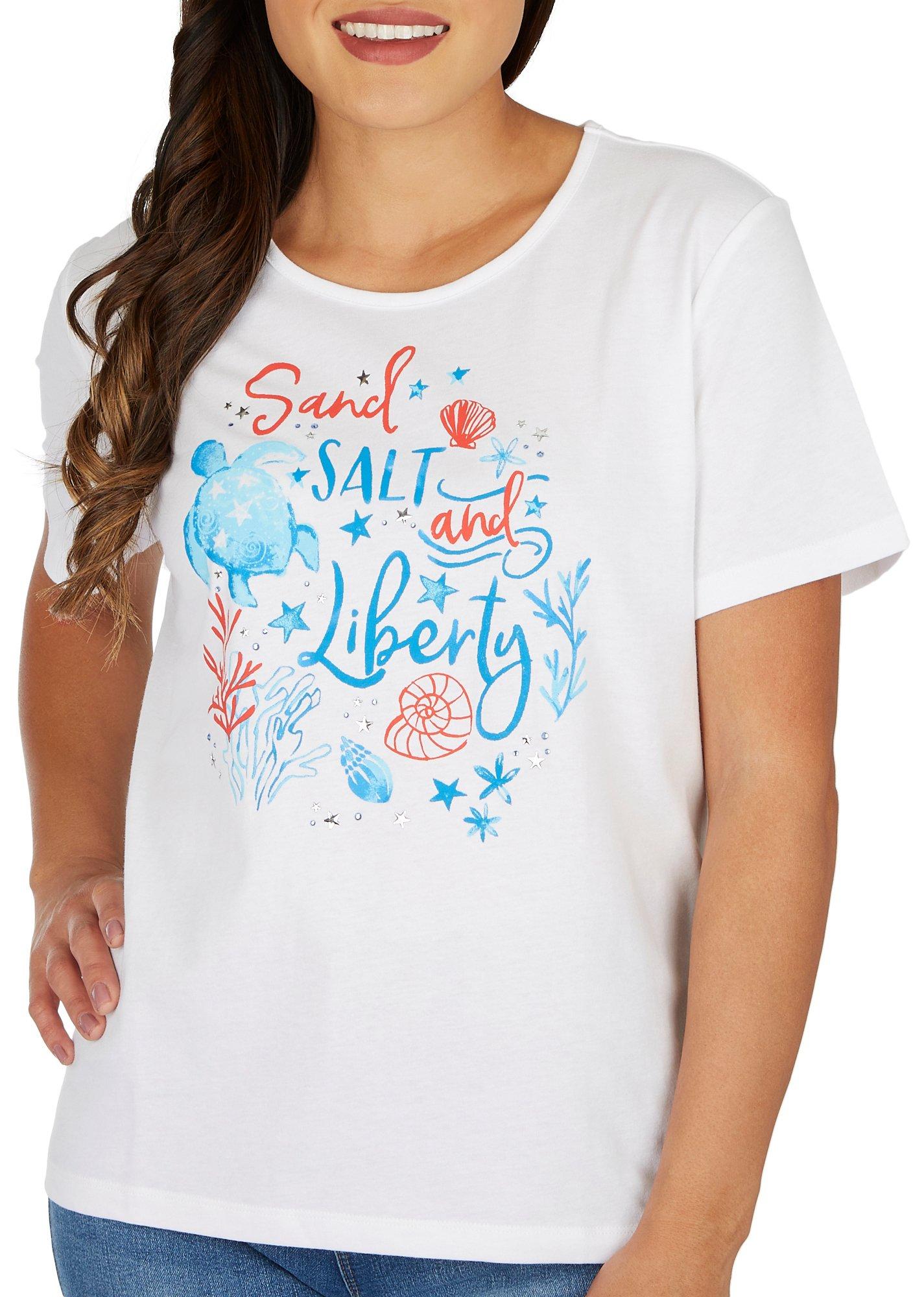 Womens Seashore Sand, Salt & Liberty Short Sleeve Top