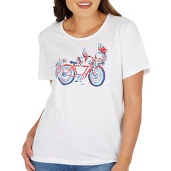 Womens Stars & Stripes Bicycle Short Sleeve Top