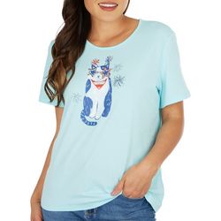 Womens Sparkler Cat Short Sleeve Top