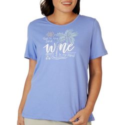Womens Toes In The Sand Wine In My Hand Short Sleeve Top
