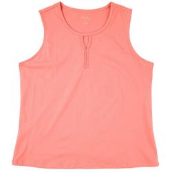 Womens Solid Keyhole Sleeveless Top