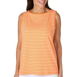 Coral Bay Womens Striped Boat Neck Sleeveless Top
