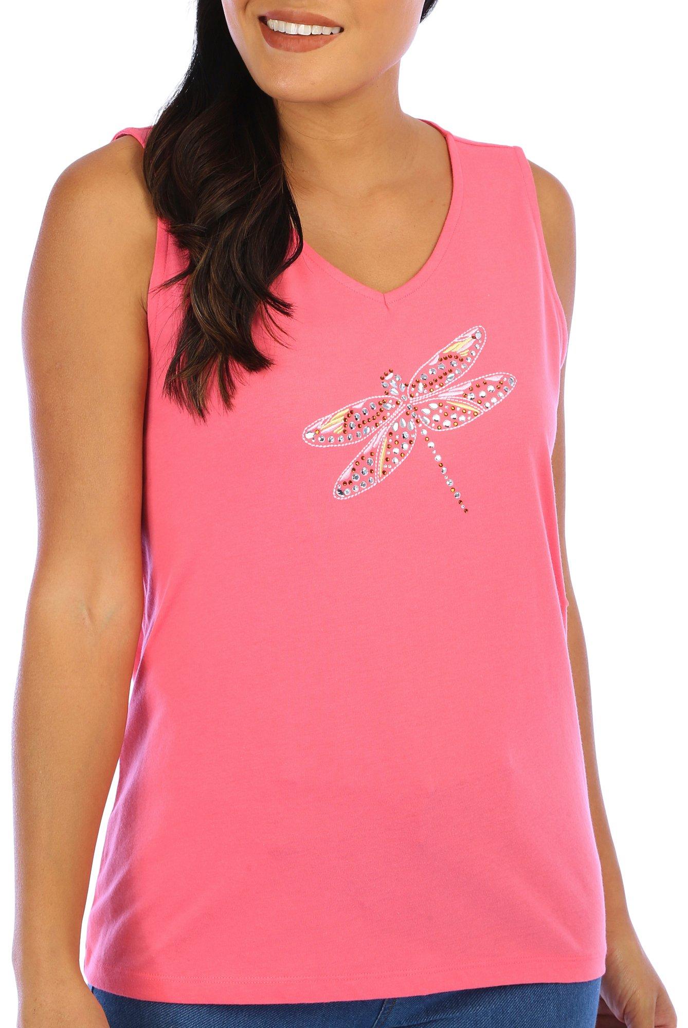 Coral Bay Womens Solid Embellished Sleeveless Top