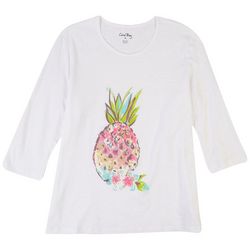 Coral Bay Womens Pineapple 3/4 Sleeve Top