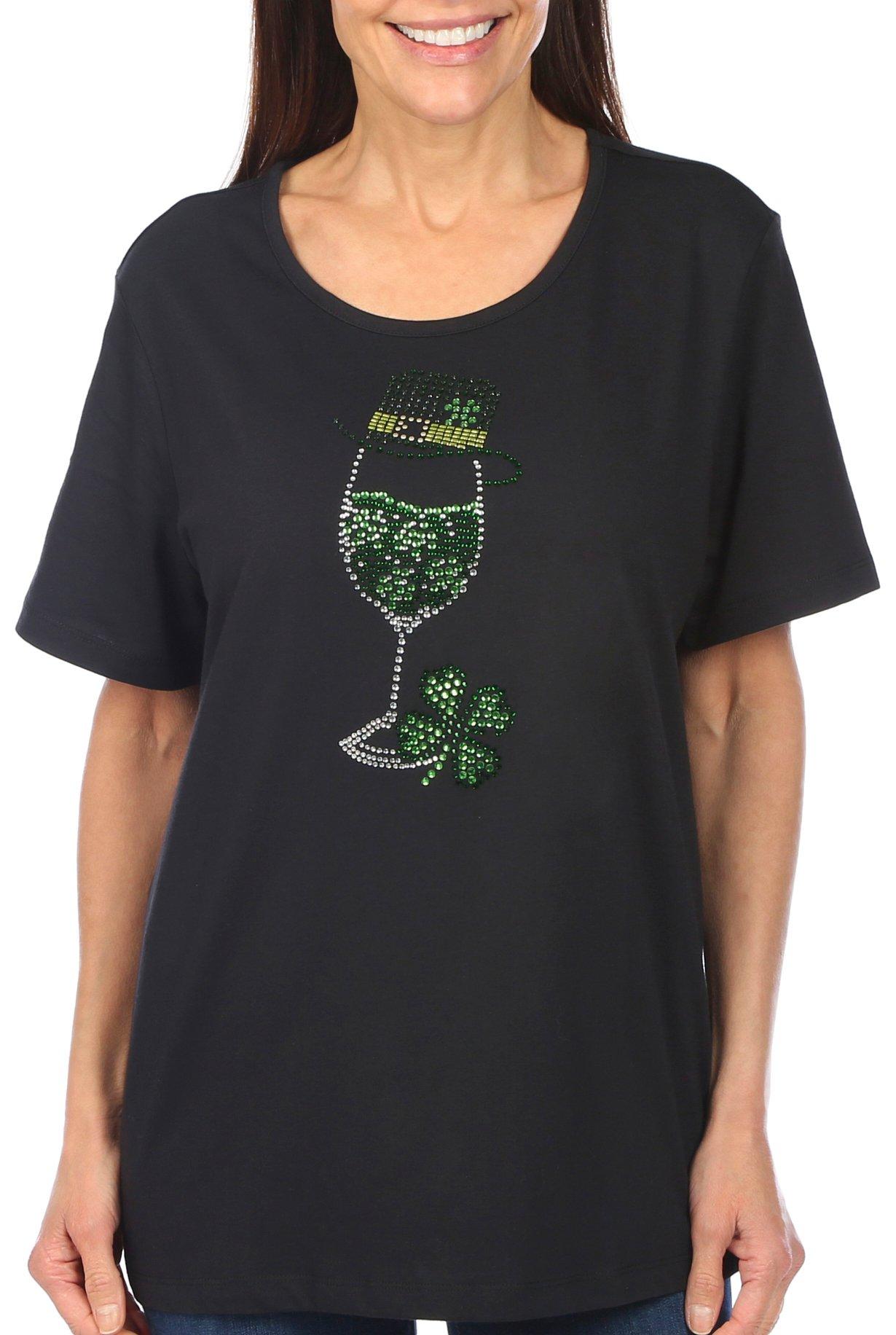 Coral Bay Womens St. Patricks Cocktail Short Sleeve Top