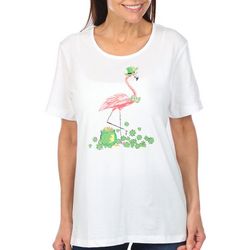 Coral Bay Womens St. Patricks Flamingo Short Sleeve Top