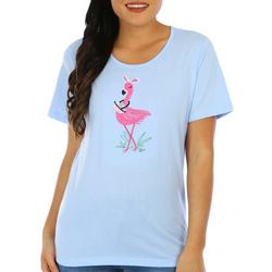 Womens Easter Flamingo Short Sleeve Top