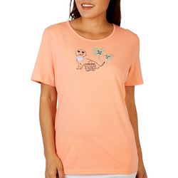 Coral Bay Womens Embellished Cool Dog Top