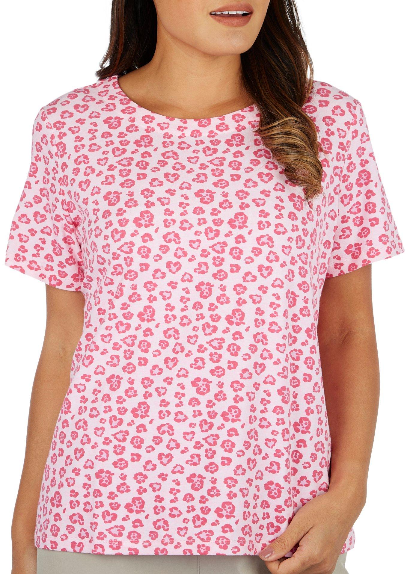Coral Bay Womens Print Wide Round Neckline Top