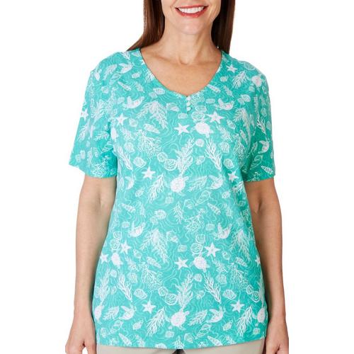 Coral Bay Womens Under the Sea Henley Short