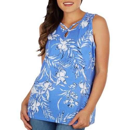 Coral Bay Womens Floral Wisps Sleeveless Top