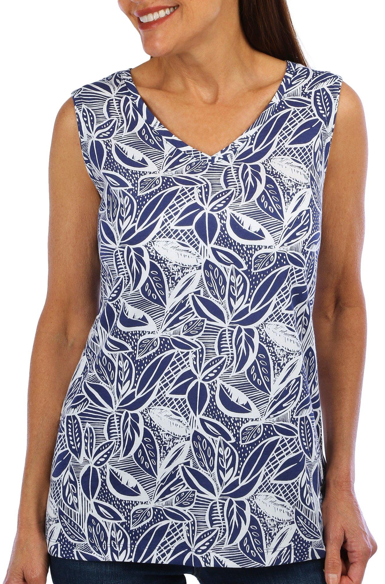 Coral Bay Womens Tropical Print Scoop Neck Tank Top