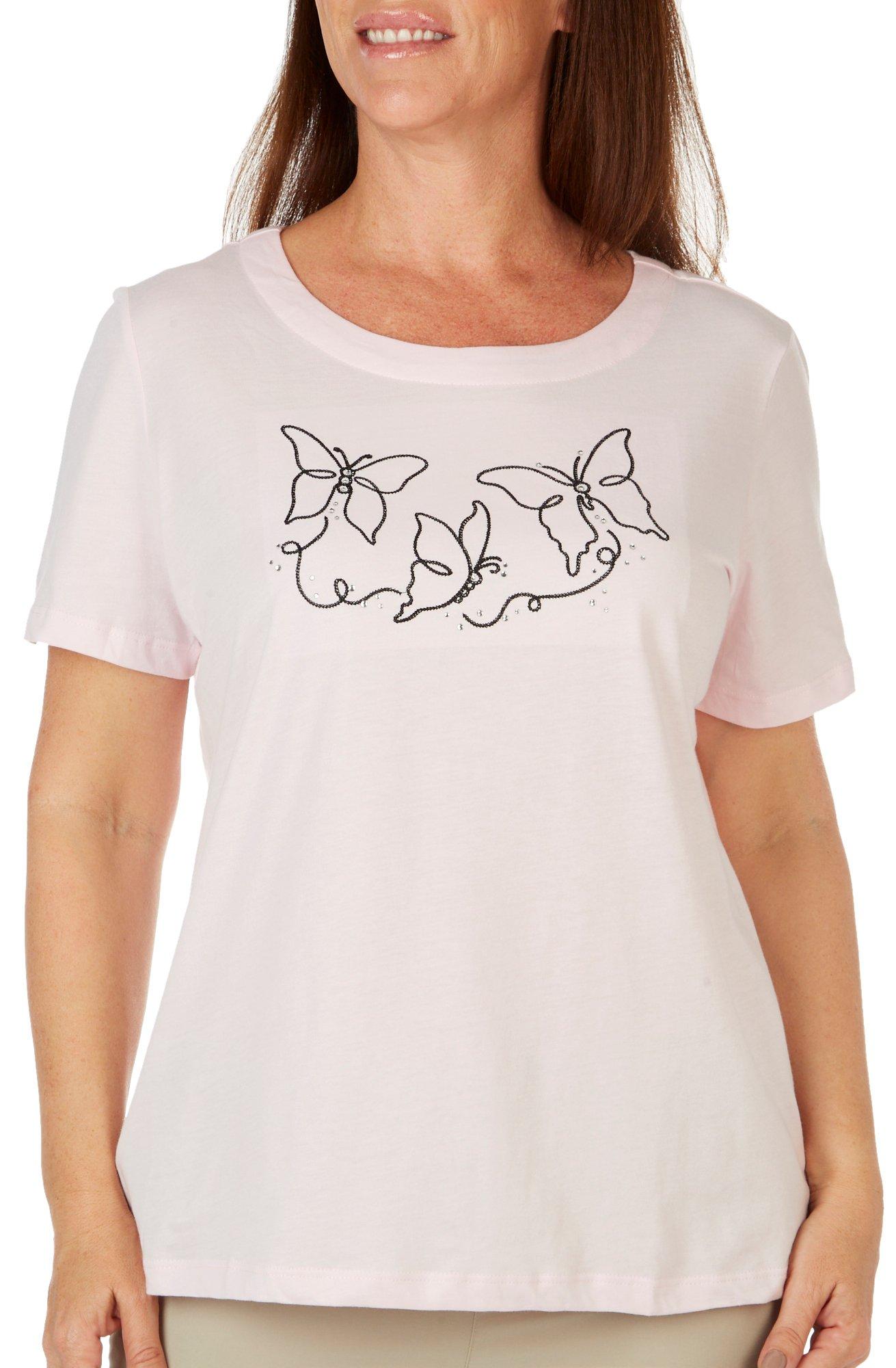 Coral Bay Womens Butterfly Wide Scoop Short Sleeve
