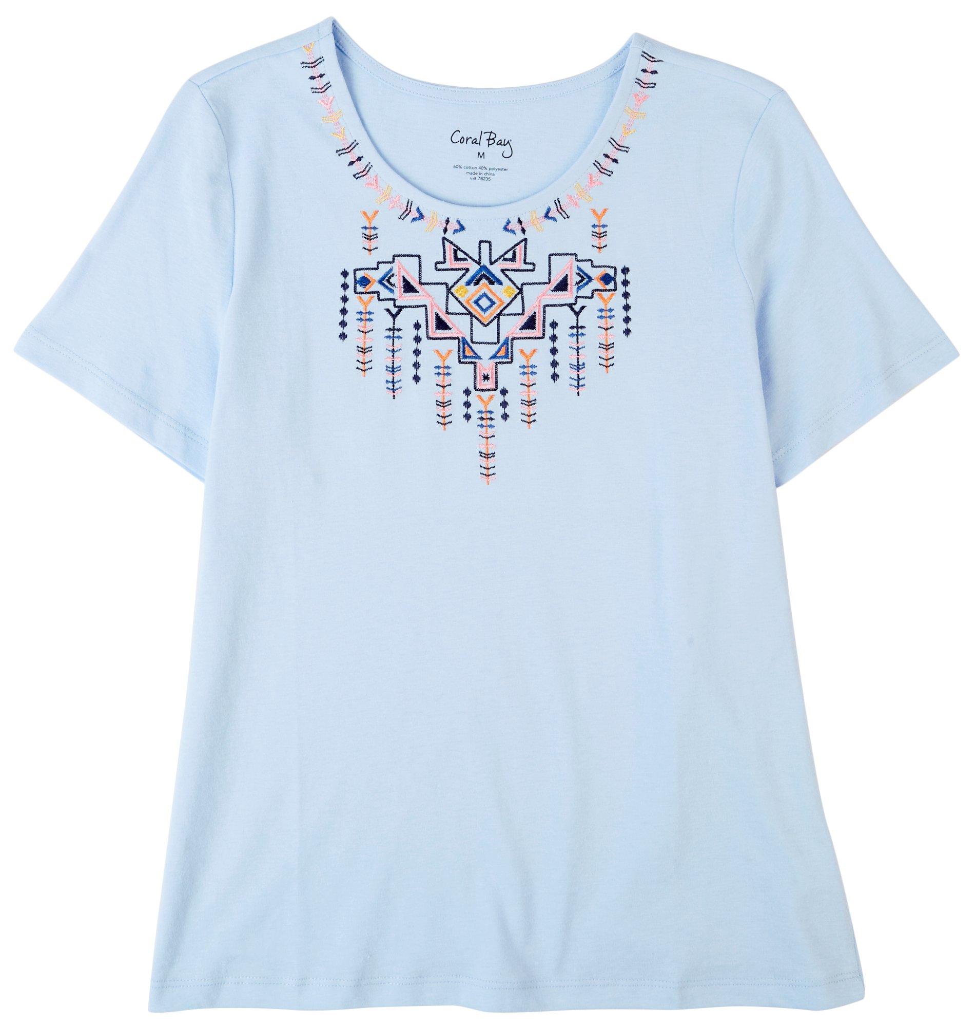 Womens Geo Aztec Short Sleeve Top