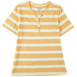 Coral Bay Womens Striped Heneley Short Sleeve Top