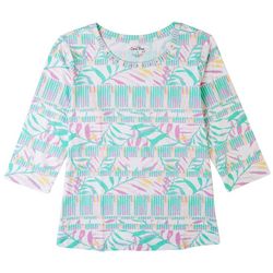 Coral Bay Womens Print Round Neck 3/4 Sleeve Top