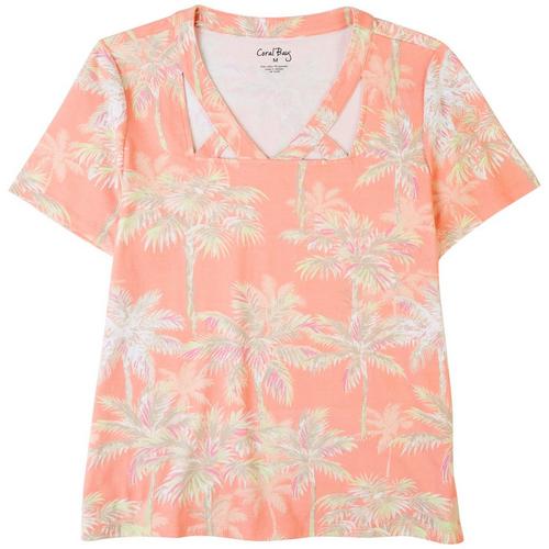 Coral Bay Womens Novelty Square Neck Short Sleeve