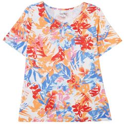 Coral Bay Plus Tropical Keyhole Short Sleeve Top