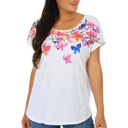Coral Bay Womens Butterfly Dolman Short Sleeve Top