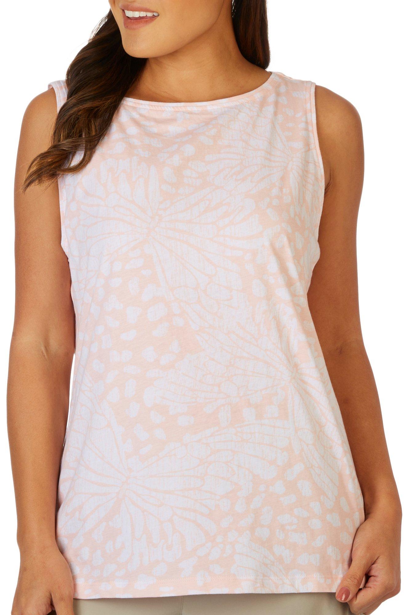 Coral Bay Womens Sleeveless Butterfly Print Basic Top