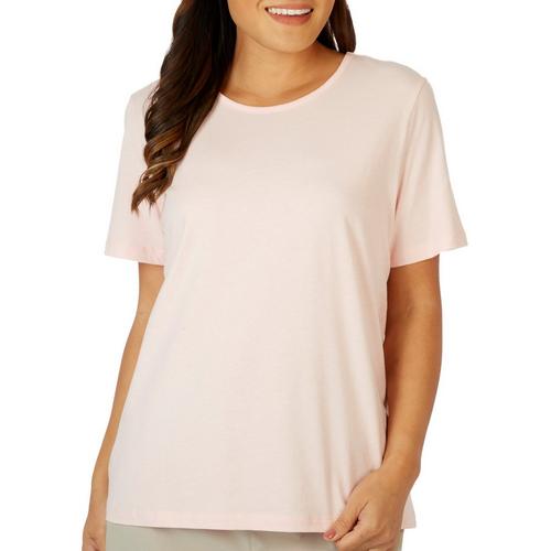 Coral Bay Womens Solid Round Neck Short Sleeve