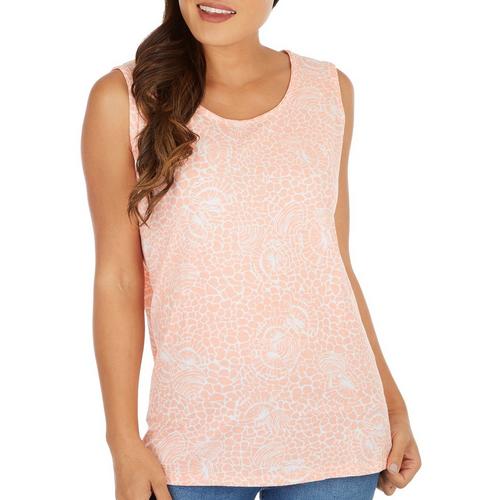 Coral Bay Womens Shell Print Scoop Neck Tank